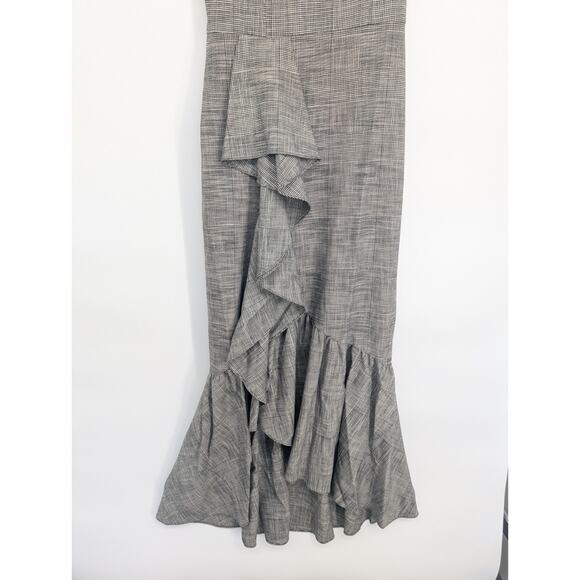 NWT Alice + Olivia Birch Ruffled Checked Maxi Dress Size 4 Checked Woven 2A452 - Picture 6 of 12